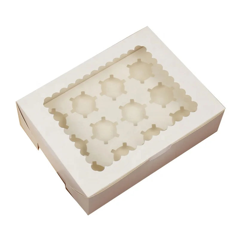 Cheap Price Custom Printed Design Christmas Cupcake Boxes 12 Holes With Insert and Clear Window