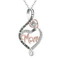 925 Sterling Silver Heart-Shaped MOM Zircon Pendant Necklace Rose Gold Plated Fashionable Mom Jewelry Wedding Mother's Day Gift