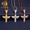 Lucky Wing Hip Hop Jewelry Moissanite Cross Iced Out Pendant Silver 925 Moissanite Charm Pendant Lab Diamond Pendant