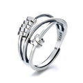 Light Luxury 925 Sterling Silver Fidget Anxiety Release Rotating Beads Finger Ring Women Rings Adjustable