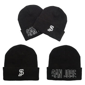 Unisex Winter Knitted Black Beanie Hats with Custom Logo 3D Embroidery Cheap San Jose Cuff Toque Bonnet for Adults Designer Caps