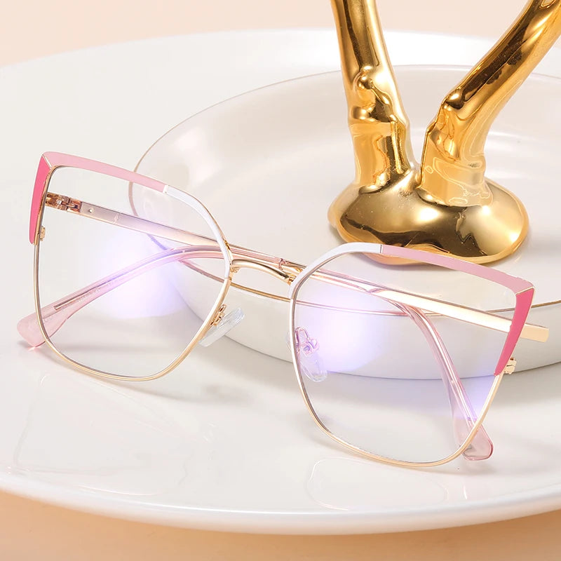 MS 82001 2023 New Design Women Cat Eye Square Frame Metal Anti-Blue Light Myopia Optical Glasses Eyewear Manufacture Custom Logo MegaBDM