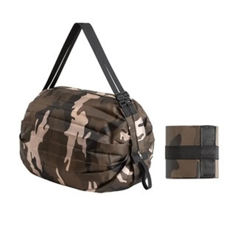 Factory Wholesale Portable Light Reusable Shopping Bag Polyester Large Capacity Bellows Pocket Camo Grocery Bag