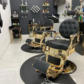 Wholesale Price Luxury Aluminum Frame Vintage Gold Hair Salon Furniture Barber Chair for Men