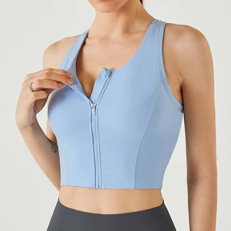 Women's Seamless Sports Vest Front Zipper Shockproof Running Bra Fitness Yoga Outdoor Activities Breathable Gym Underwear Line