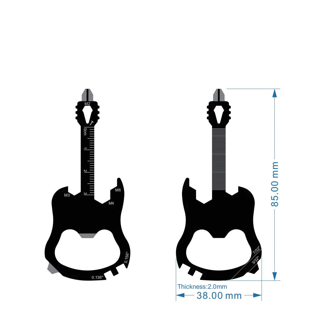 Innovation  Gift  Custom Logo Brand Pocket Wallet Multitool 12 in 11 Guitar Shape  Beer Bottle Opener Card Multi Tool Keychain