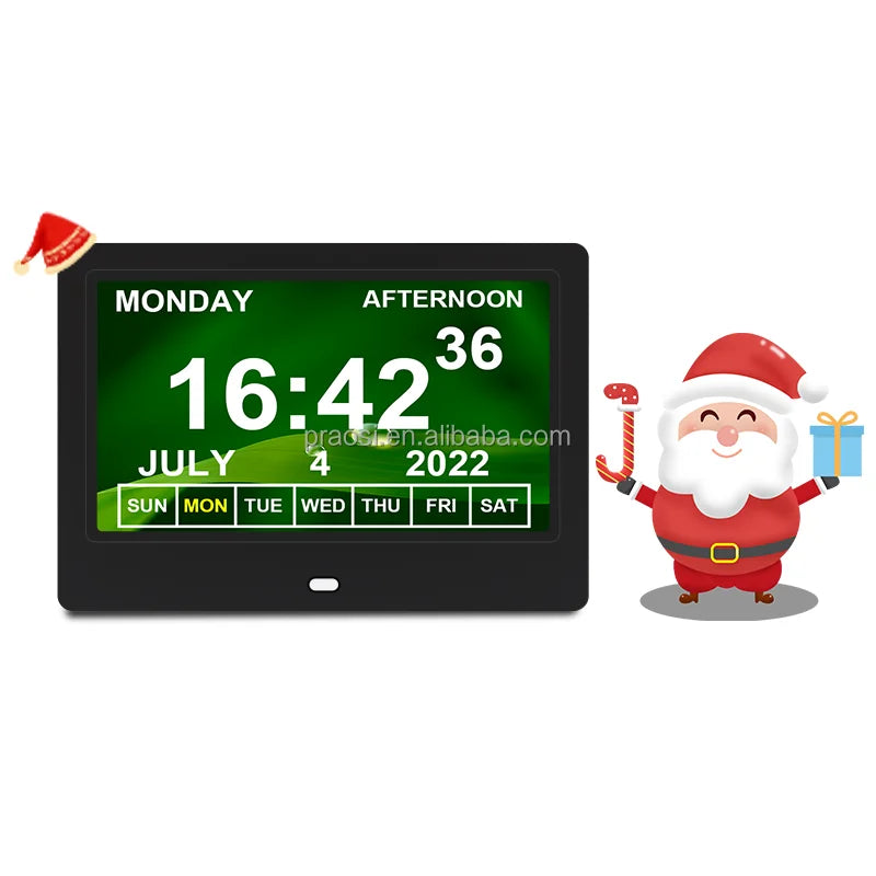Easy Use Remote Control 7" Digital Day Clock Calendar With Dutch Language Dementia Alzheimer's Alarm Clock