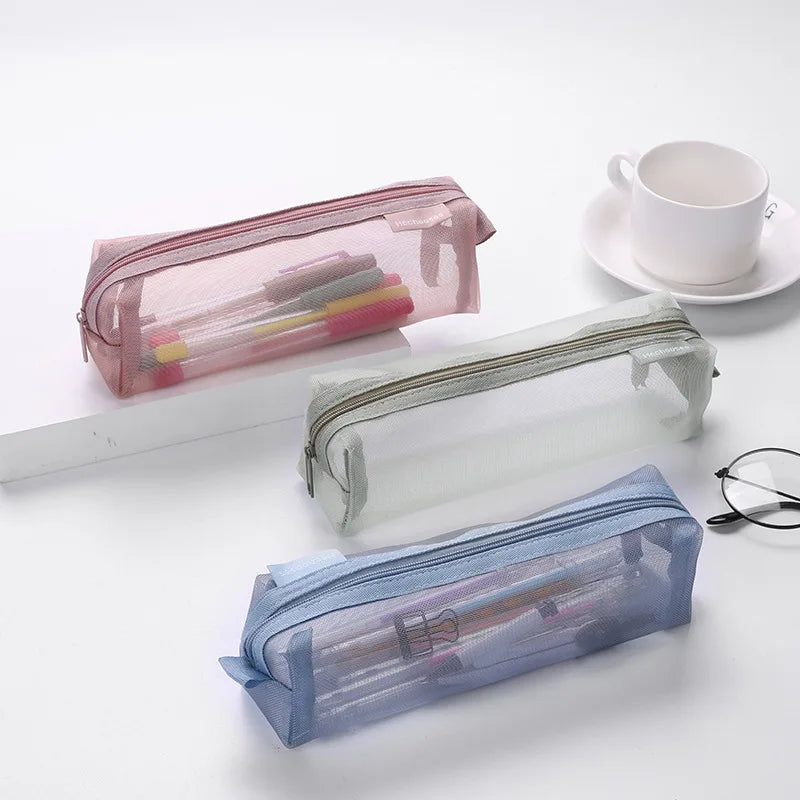 Creative Simply Style Korean Translucent Pencil case School Student TPU Zipper Pencil Bag Pencil Pouch Stationery Supplies