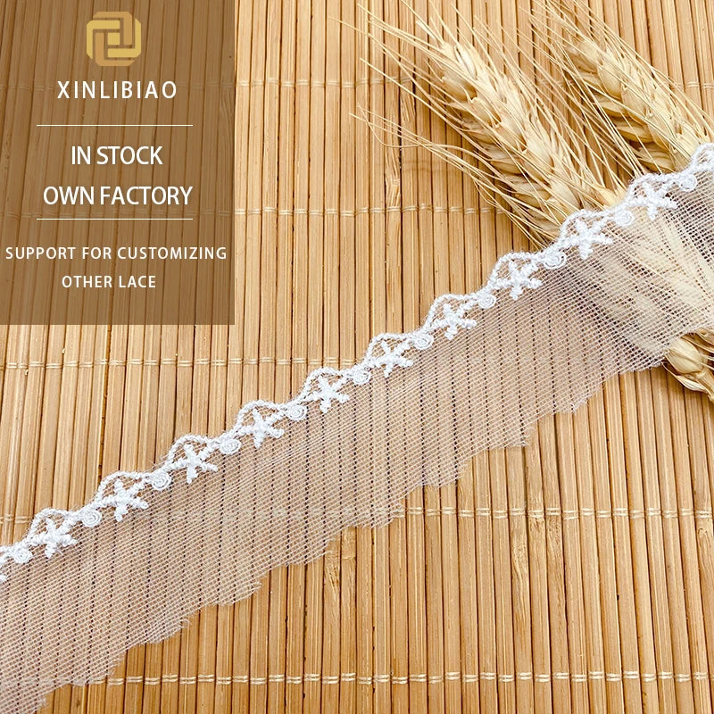 Mesh Embroidery Lace Lace Polyester Double Dots Wavy Edge Barcode Clothing Lace Fabric Water Soluble