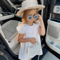 BP138 Hot Sale Retro Children's Trendy Kidsround Frame Pearl Sunglasses