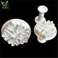 3PCS Snowflake Shape Plunger Cutter Sugar Cream Craft Biscuit Plunger Cutters Silicone Mold Cake Decor Tools