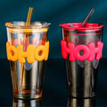 INS Style Glass Tumblers with Alphabet and Straw for Coffee
