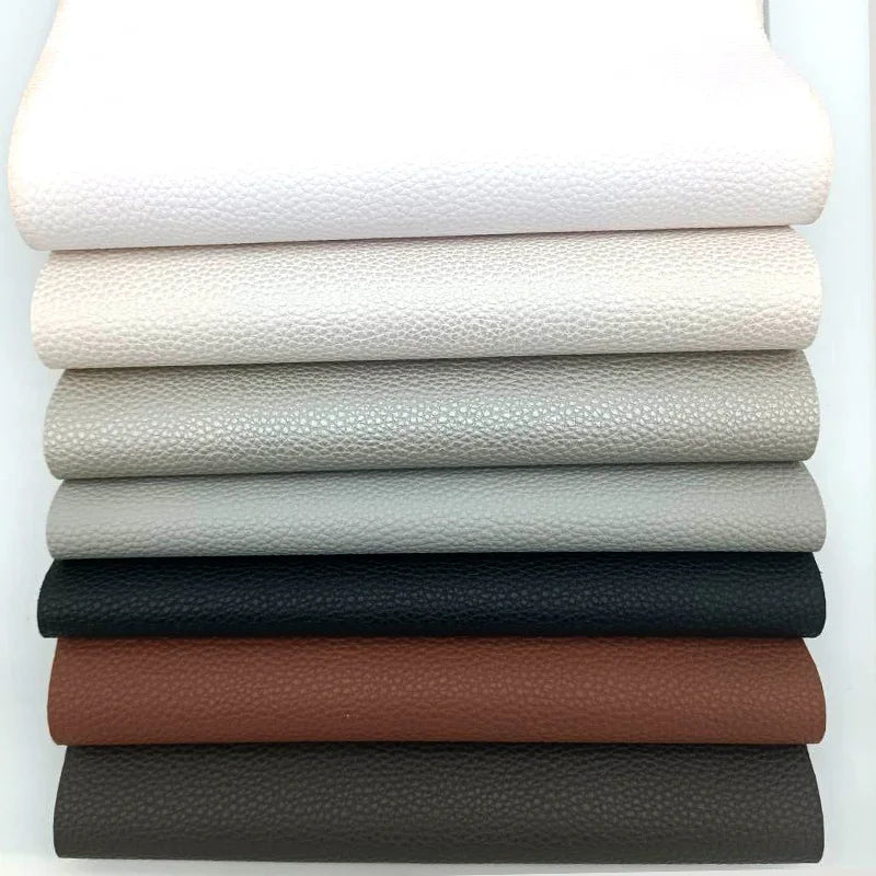 Matte Solid Colors Litchi Grain PU Synthetic Leather Fabric for Shoe Upper & Bag for Furniture Decorative Chair Craft Sofa Use