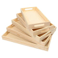 Unfinished Natural Wooden Nested Serving Trays with Handles for Craft Decor Tea Food Organizer for Breakfast Lunch Dinner