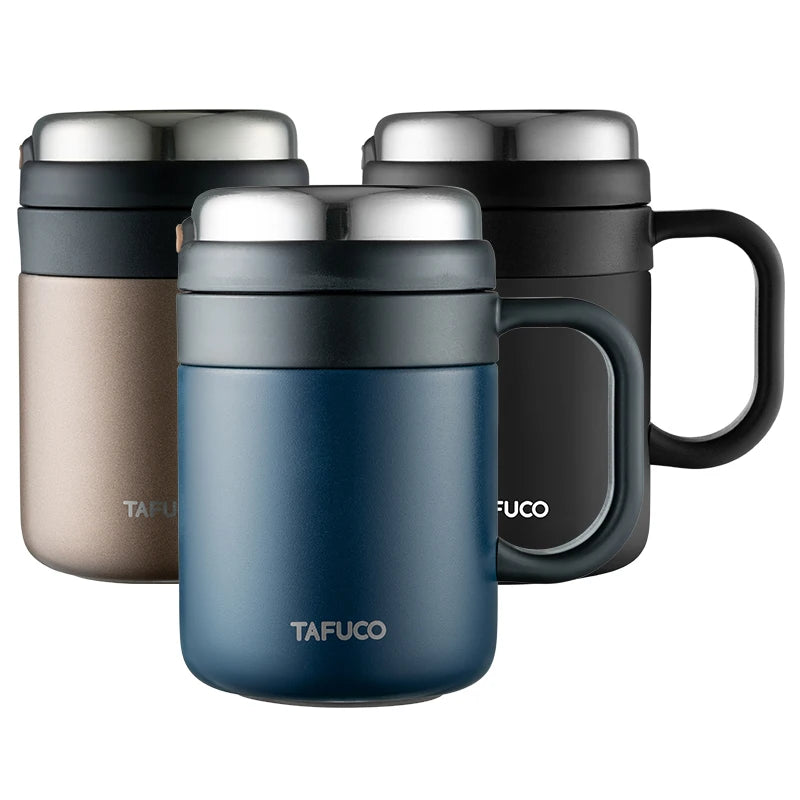 Tafuco 500ml Portable Stainless Steel Vacuum Insulated Tea Cup with Strainer Back to School Essential