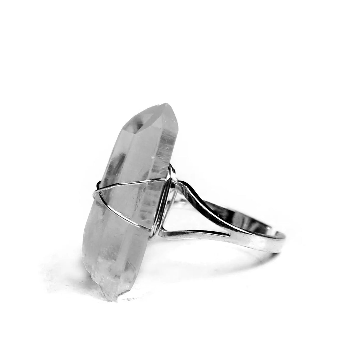 Wholesale Natural Clear Crystal Reiki Craft Hand Wire Wrapped Finger Ring