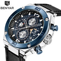BENYAR 5151 Luxury Watch Leather Quartz Clock Watches Men Wrist Fashion Gift Chronograph Wristwatches Male Relogio Masculino
