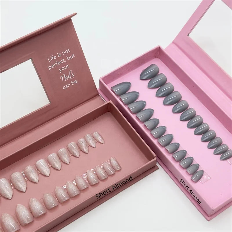 Reusable Luxury Designed False Nails Short Custom Press on Artificial Fake Nails With Glue