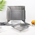 Two-size Heavy Duty Stainless Steel Square Vegetable BBQ Grill Basket Outdoor Vegetable Drain Plate