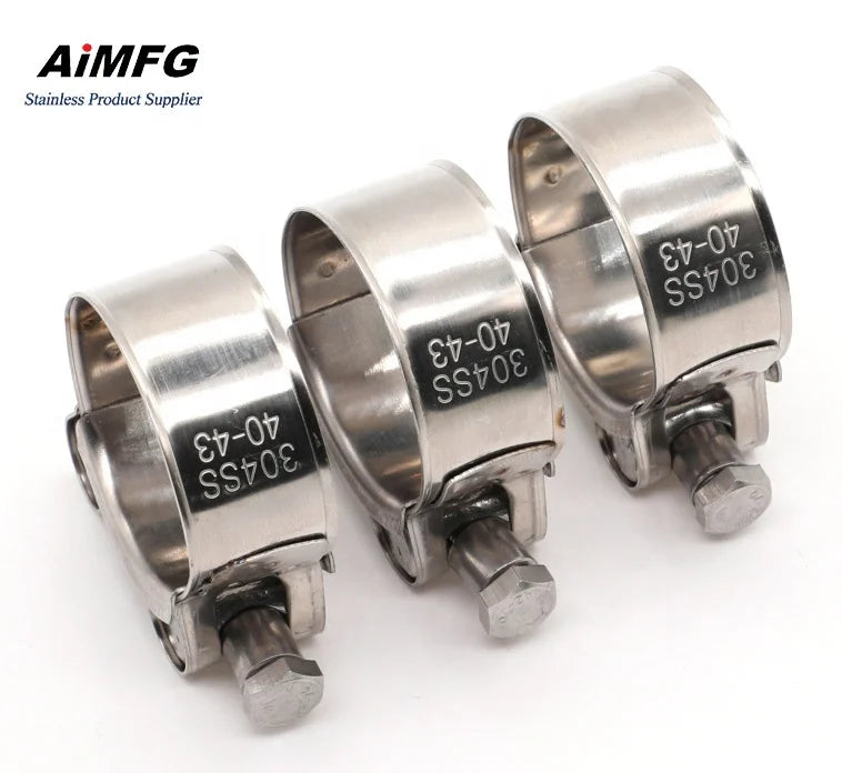Single Bolt Pipe Clamp Anti-slip Stainless Steel Heavy Duty Pipe Clamp with Reinforced Band