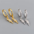 Creative 18k Gold 925 Sterling Silver Fashion Animal Bird Zircon Hoop Earrings for Women