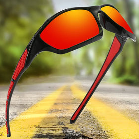 UV400 Men's Polarized Colorful Night Vision Sunglasses Square Wrap Around Sports Sun Glasses Trendy Men Outdoor Cycling Shade