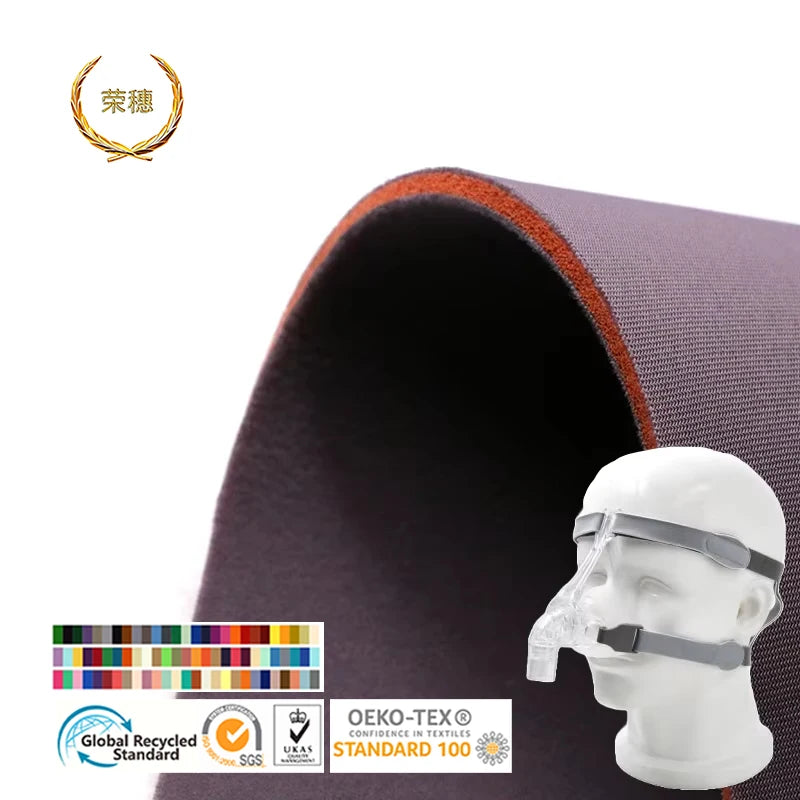 Custom Comfortable Breathable Velvet Composite Orange Pu Foam Velvet Cpap Headband Fabric