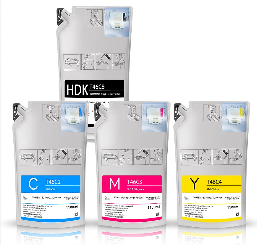 Supercolor F6370 1100ML Sublimation Ink Bag With One Time Chip for Epson F9470 F6370 Printers Heat Transfer Printing