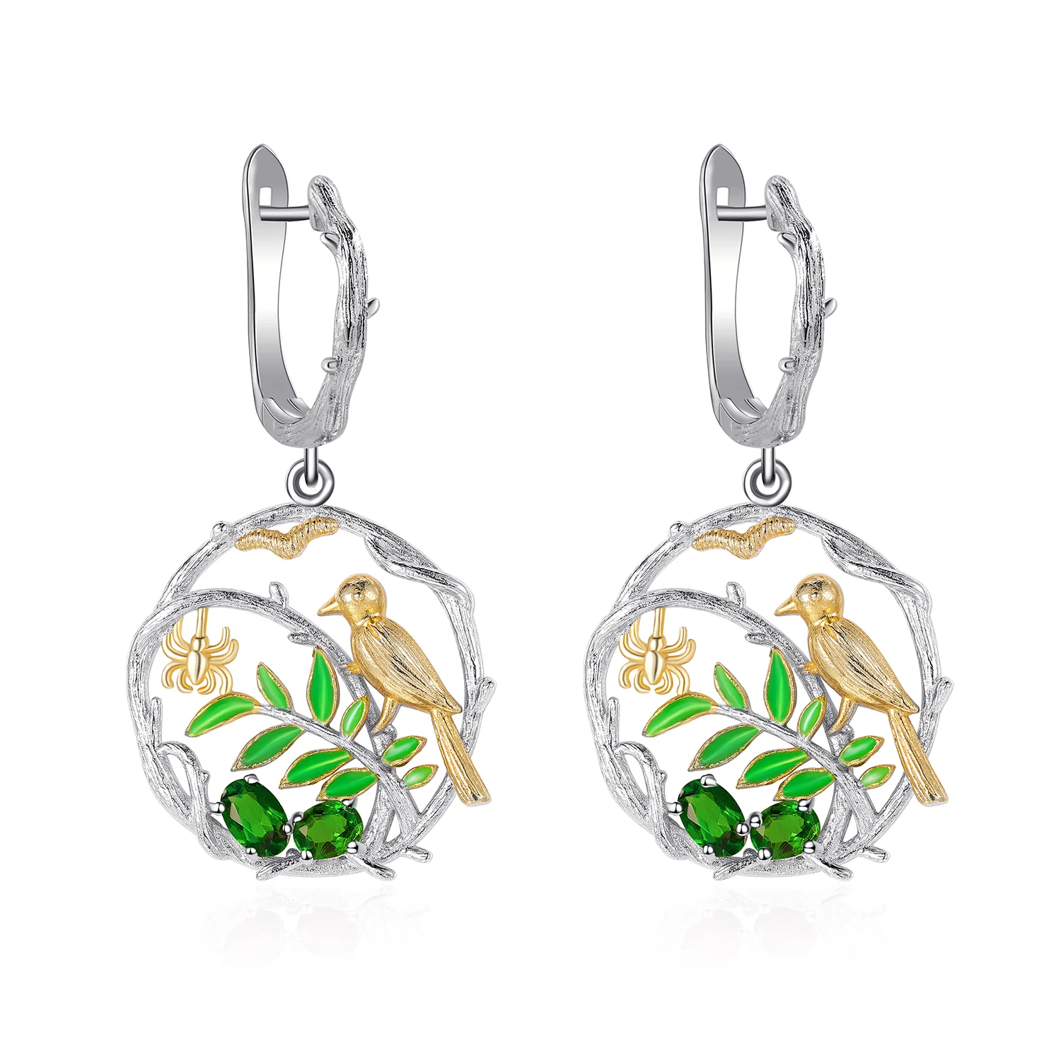 C7926 Abiding Fine Jewelry New Arrival Design 925 Sterling Silver Oval Cut 3x5mm Natural Chrome Diopside Earrings