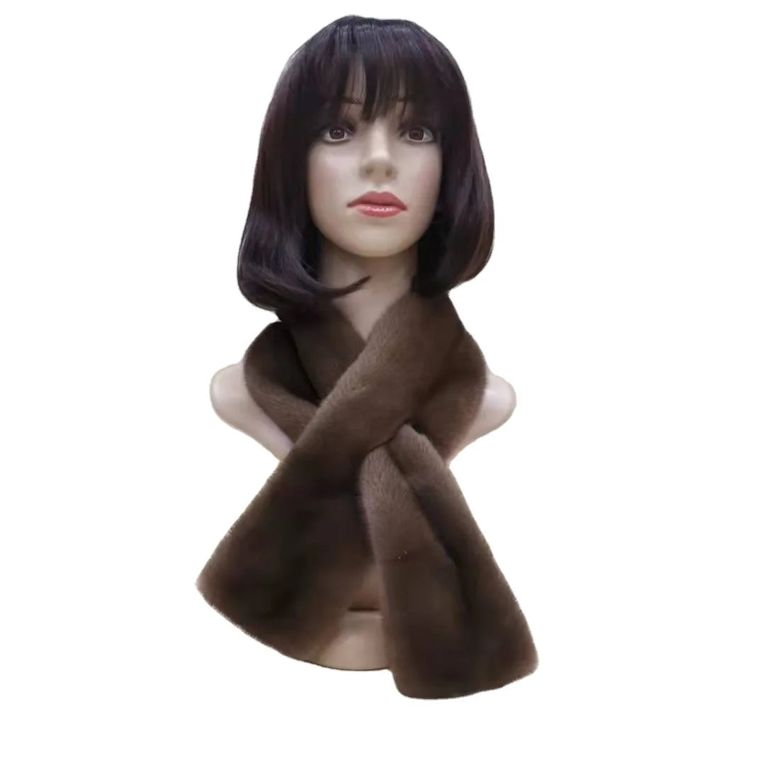 Luxury Whole Mink Skin Scarf Mink Scarf Black Double Sided Mink Fur Scarf for Men and Women