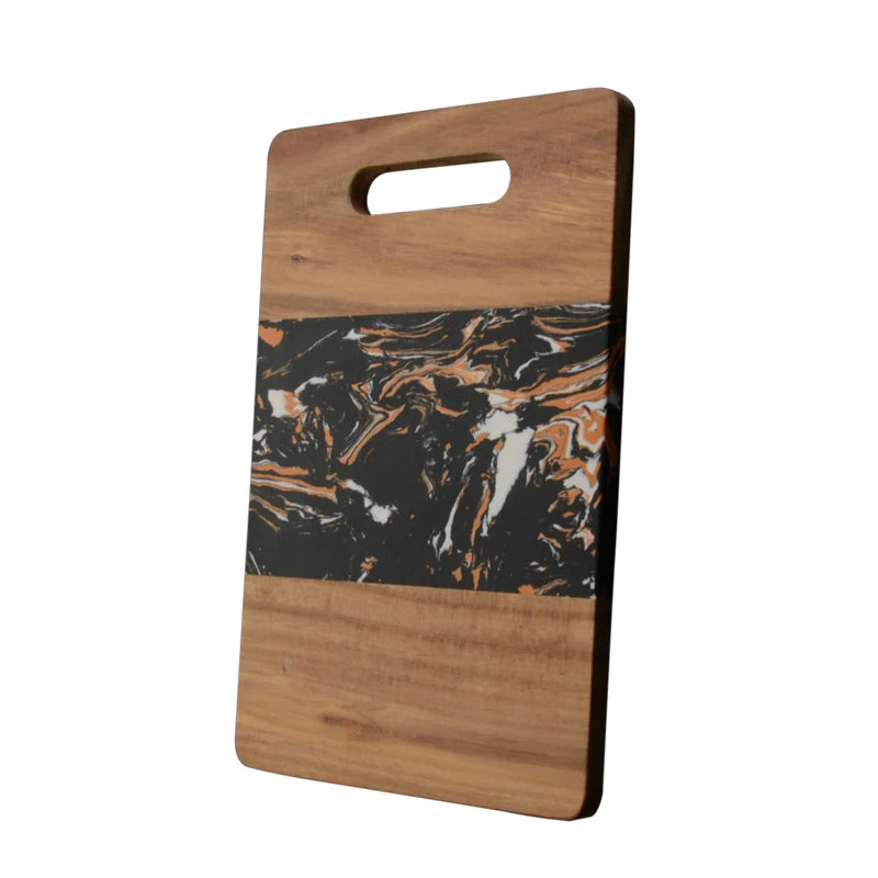 Rectangular Acacia Wood and Marble Cheese Board Serving Tray Charcuterie Platter Charcuterie Platter Cutting Board