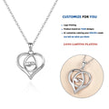 D584 Concentric Hands Heart Pendant Necklace Rhodium Plated Sterling Silver Zircon Stone Wedding Engagement Mother's Day Gift
