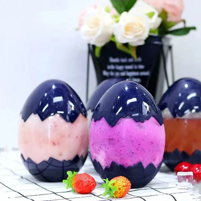 New Design 500ml Egg Shell Shaped PET Milk Tea Bottle Cup Screw Cap Screen Printing Jinjiang Brand China Origin for Beverage