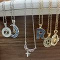 Wholesale Alloy Name Necklace 26 Initial Letters A-Z with Crystal Stone Personalized Jewelry Gift for Her(gold/silver/rose)