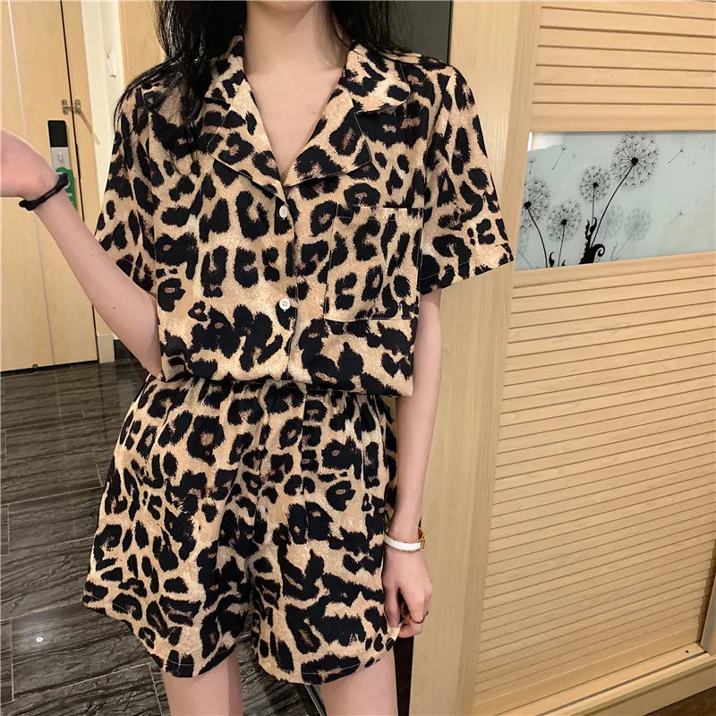 Wholesale Summer Cardigan Short Sleeve Nighty Sleepwear Suit Female Nightwear Women Pajamas Set