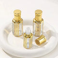 3ML 6ML 12ML Gold Octagon Fancy Attar Bottle Empty Perfume Essential Oil Glass Roll on Dropper Bottle