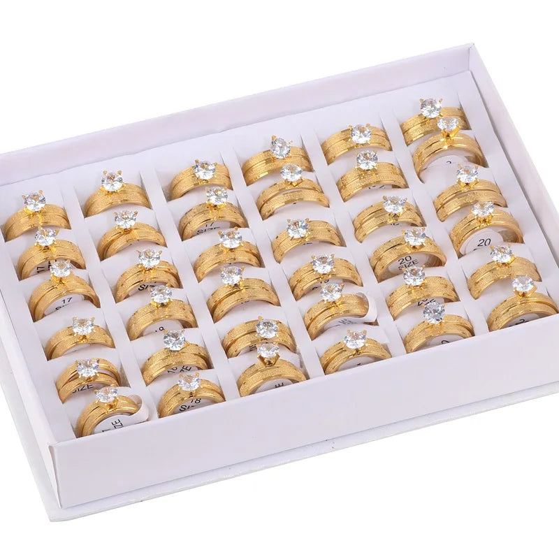 Wholesale Stainless Steel Fashion Jewelry Rings Set Zircon Diamond for Couples Matt Finish