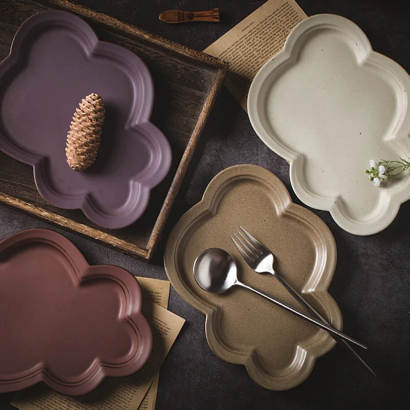 Solhui  Ceramic Plate Creative Cloud Shape Plate Light Luxury Stoneware Food Container Customized