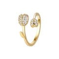 Light Luxury Finger Ring Openable Flower Zircon Ring Adjustable Tulip Ring for Women