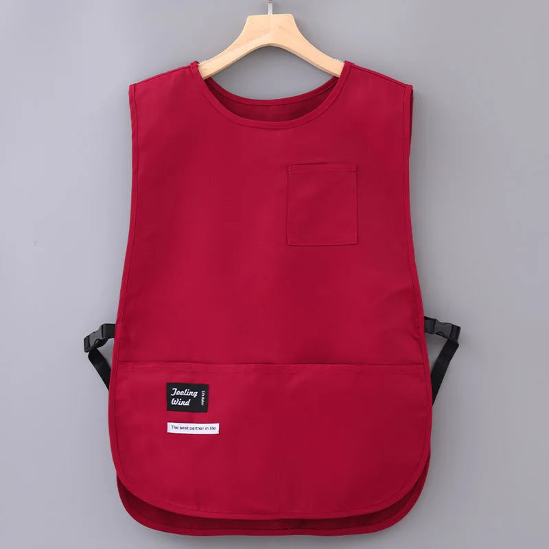 Customized logo Kitchen Apron Water-repellent Coffee Shop Work Clothes Breathable Vest Plus Size Apron for Unisex