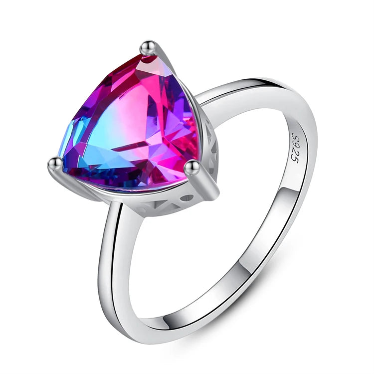 Fine Jewelry 925 Sterling Silver Geometric Colored Gemstone Engagement Fashion Zircon Diamond Ring for Women