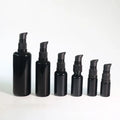 In Stock  10ml 15ml 30ml 50ml 100ml 200ml Empty Sizes Flat Shoulder Black Violet Glass Serum Oil Dropper Pump Bottle