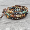 Fashion Handmade Crystal Matt Finish Natural Gem-stone 3 Wraps Bracelet Women Jewelry Wrist Bracelets Unique Boho