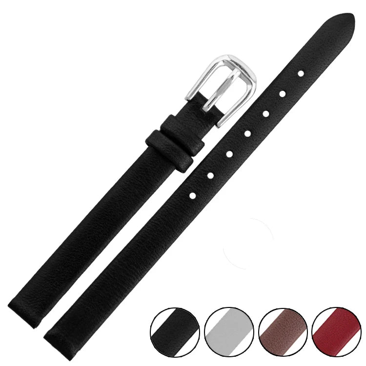 LAIHE Women's Fashion Thin Small Genuine Leather Watch Band 6mm 8mm 10mm Pulseira De Couro