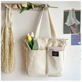 Custom Eco-Friendly Canvas Cotton Tote Bag with Pockets Printed Logo Letter Pattern