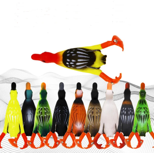 95mm 11g Top Water soft frog lure fishing popper Simulation duck with double hook wobbler swim bait