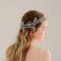 Handmade White Crystal Flower Hairpin Women's Wedding Bridal Accessory Beach Style Headband for Head Ornament