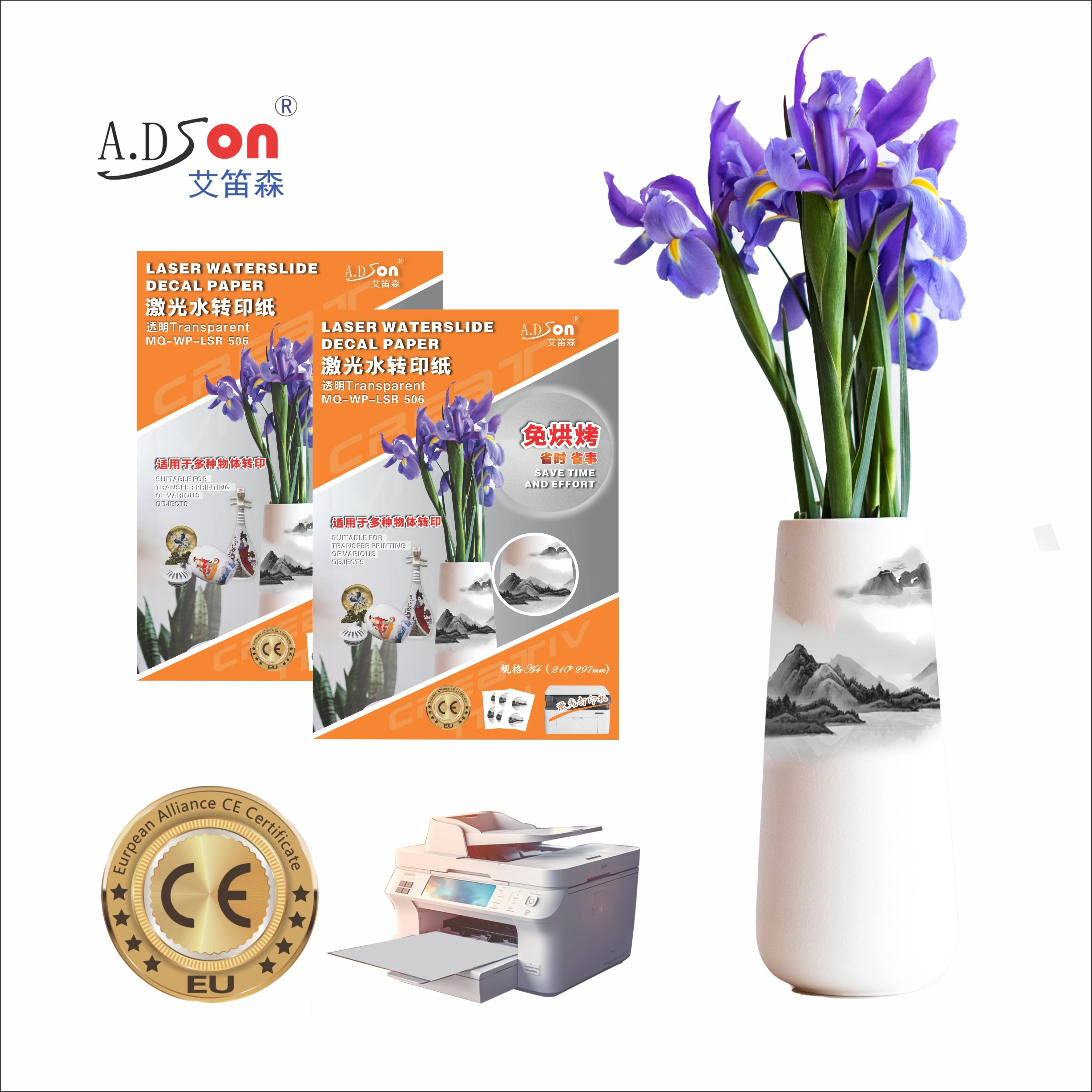 Hot Selling Laser Printer Printable Water Slide Decal Paper Water Transfer Paper for Candle Glass