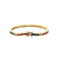 HipHop Women's Micro Set Square Zircon Tennis Bracelet Multicolor 3mm Square Tennis Chain Fashion Style Hip Hop Bracelet