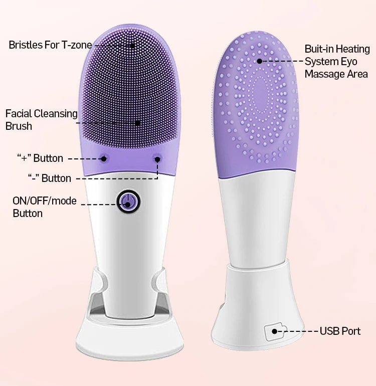 Handheld Silicone Facial Cleansing Brush for Men Wireless Charging with Base Eye Bags Remover Beauty & Personal Care Product